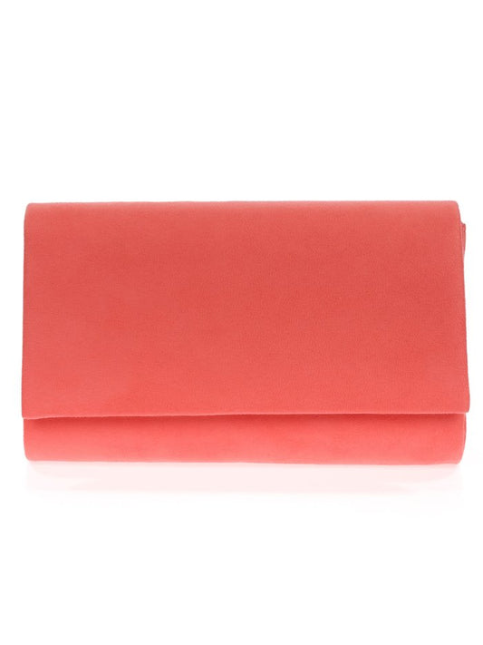 Shona - Suede Clutch Bag - Coral