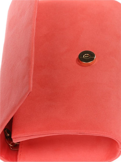 Shona - Suede Clutch Bag - Coral