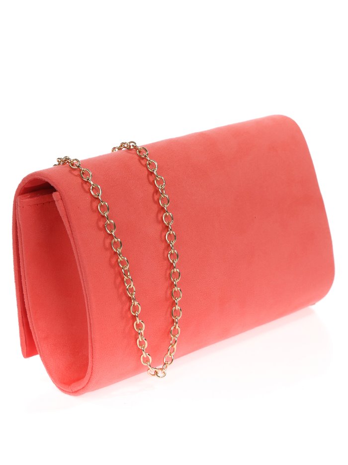 Shona - Suede Clutch Bag - Coral