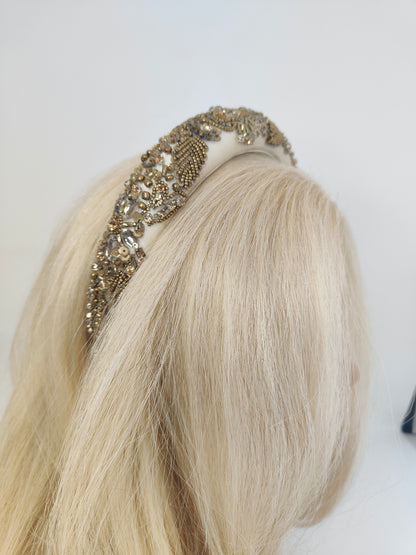 ALEXANDRA - Golden Embellished Bridal Headband