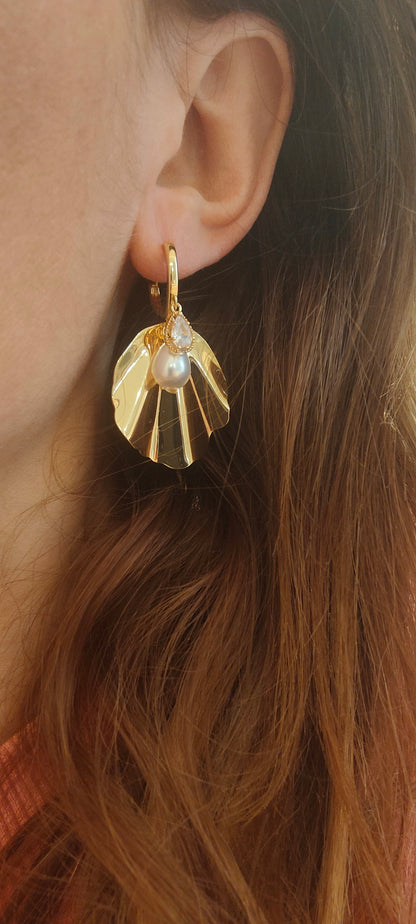 GRETA- Gold & Pearl Statement Bridal Earrings