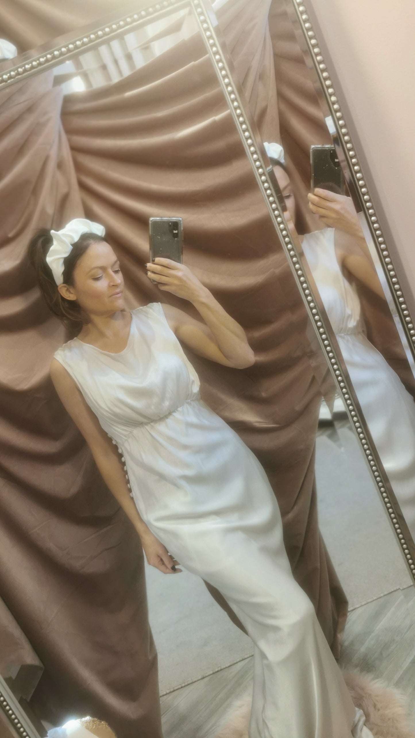 Banna CAROLINE - Ceannbhanda Bridal Satin Comhaimseartha