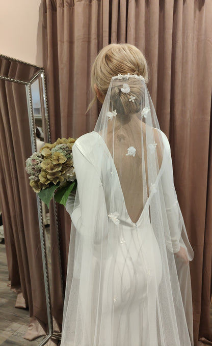 FLEUR - Veil Bridal Cascáideach Floral Boho