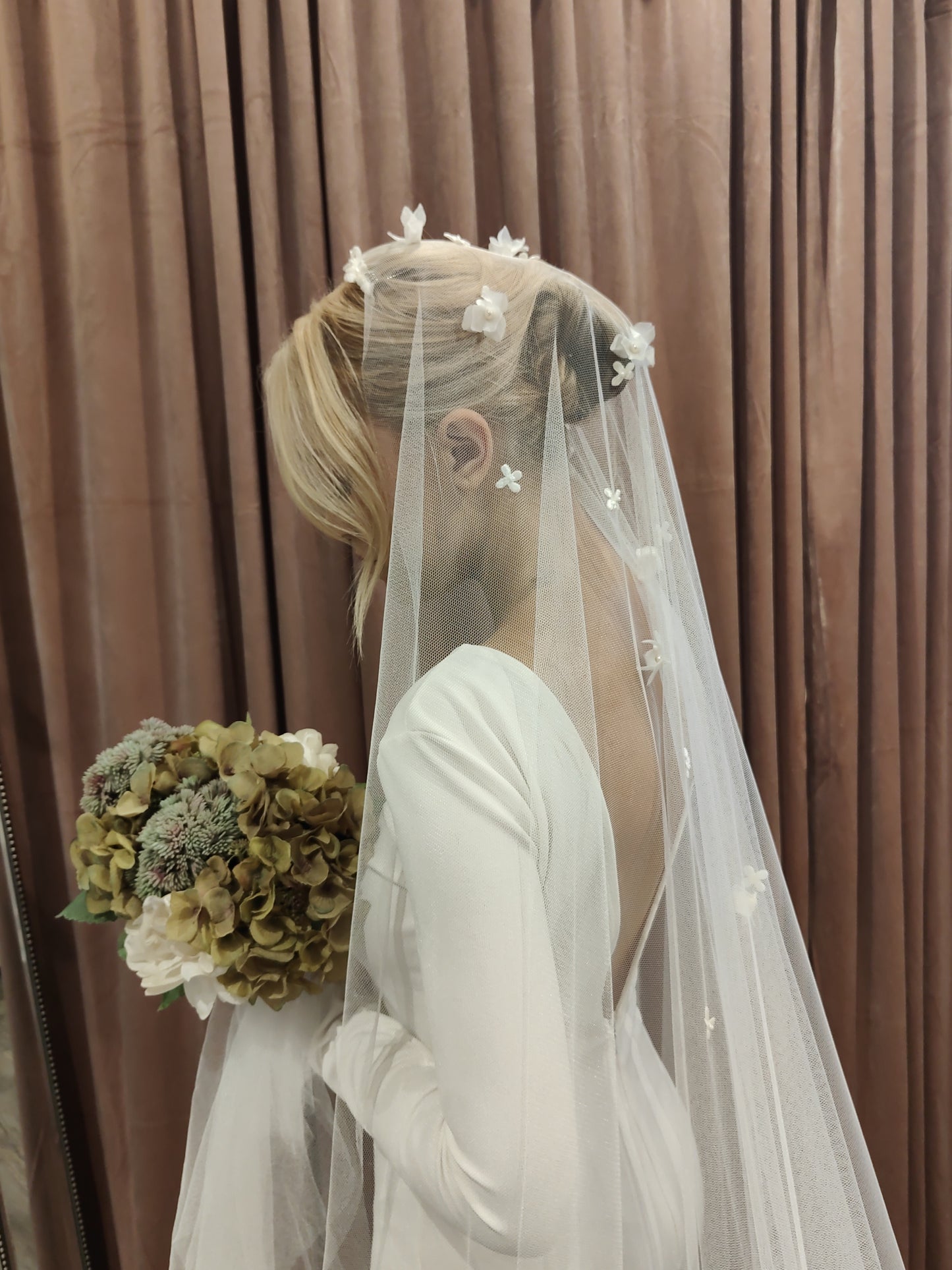 FLEUR - Veil Bridal Cascáideach Floral Boho