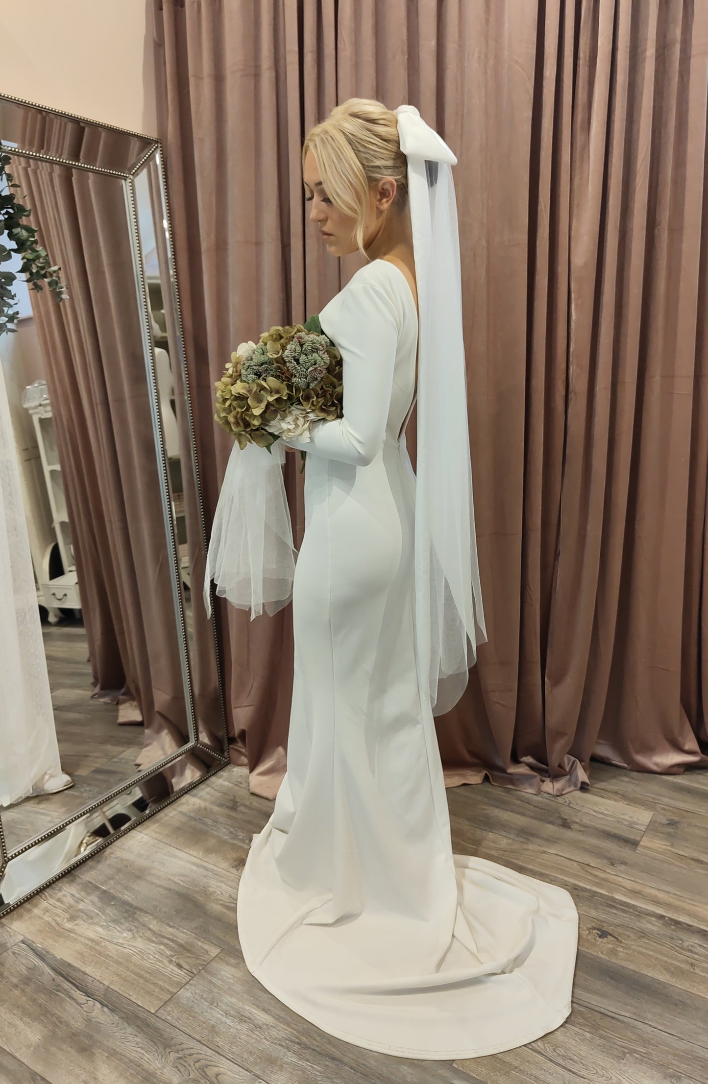 SARAH - Bow Veil with optional tulle - two lengths available