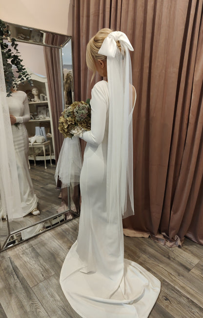 SARAH - Bow Veil with optional tulle - two lengths available