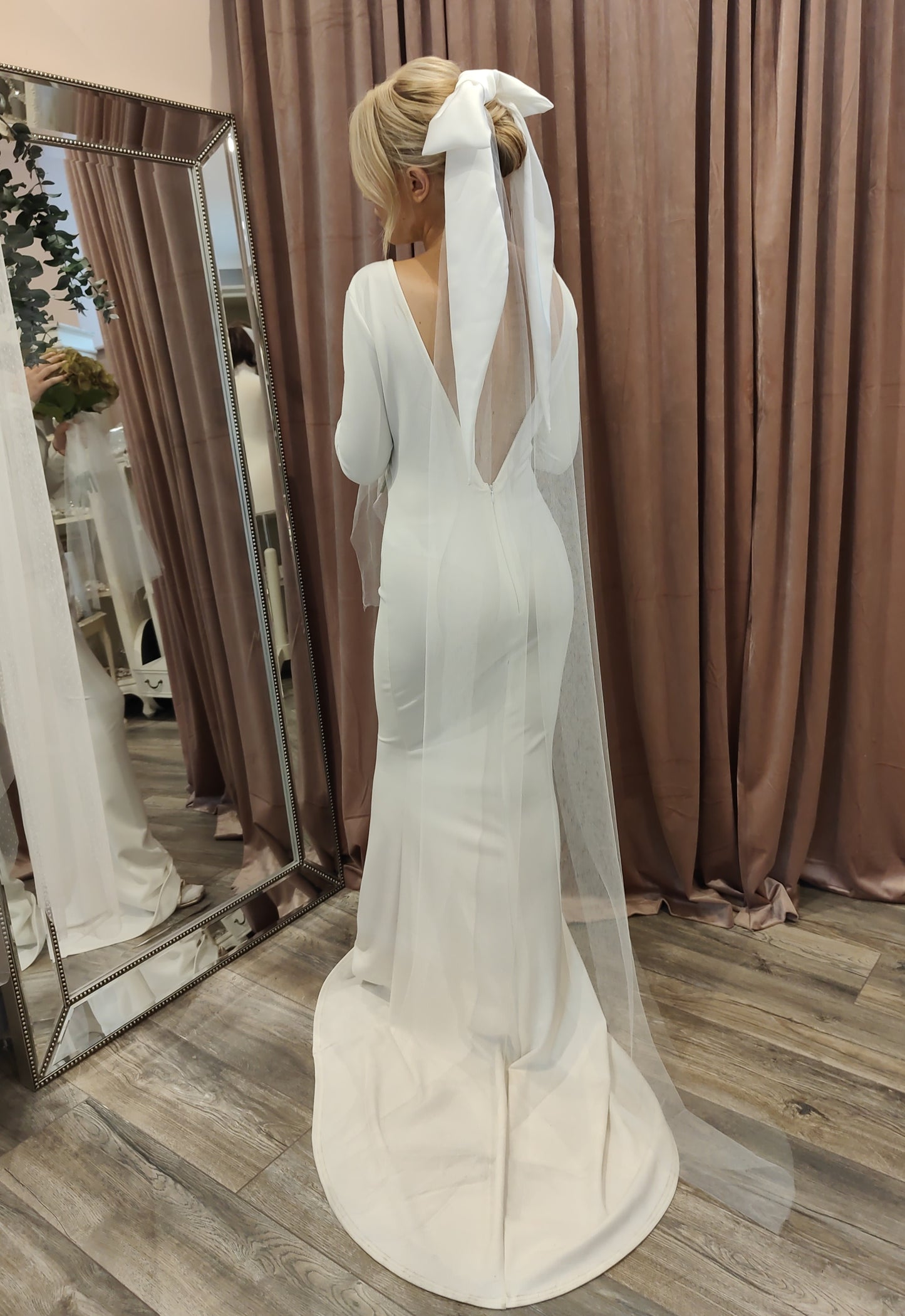 SARAH - Bow Veil with optional tulle - two lengths available