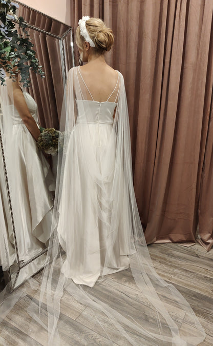 ALANNAH - Dropped Back Bridal Wedding Cape