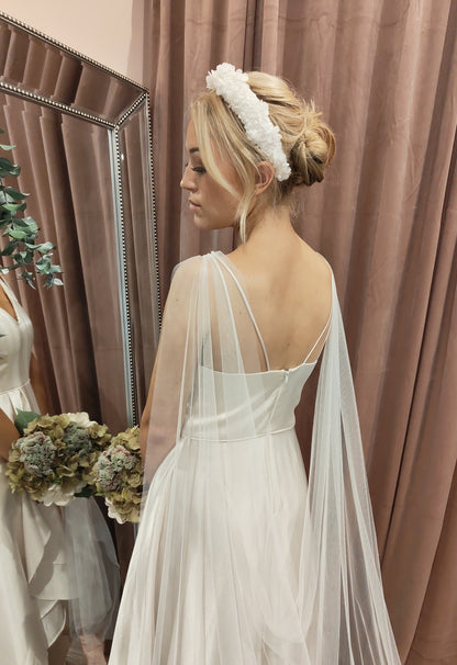 ALANNAH - Dropped Back Bridal Wedding Cape