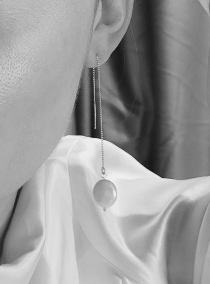 FREYA - Freshwater pearl thread earrings - Silver