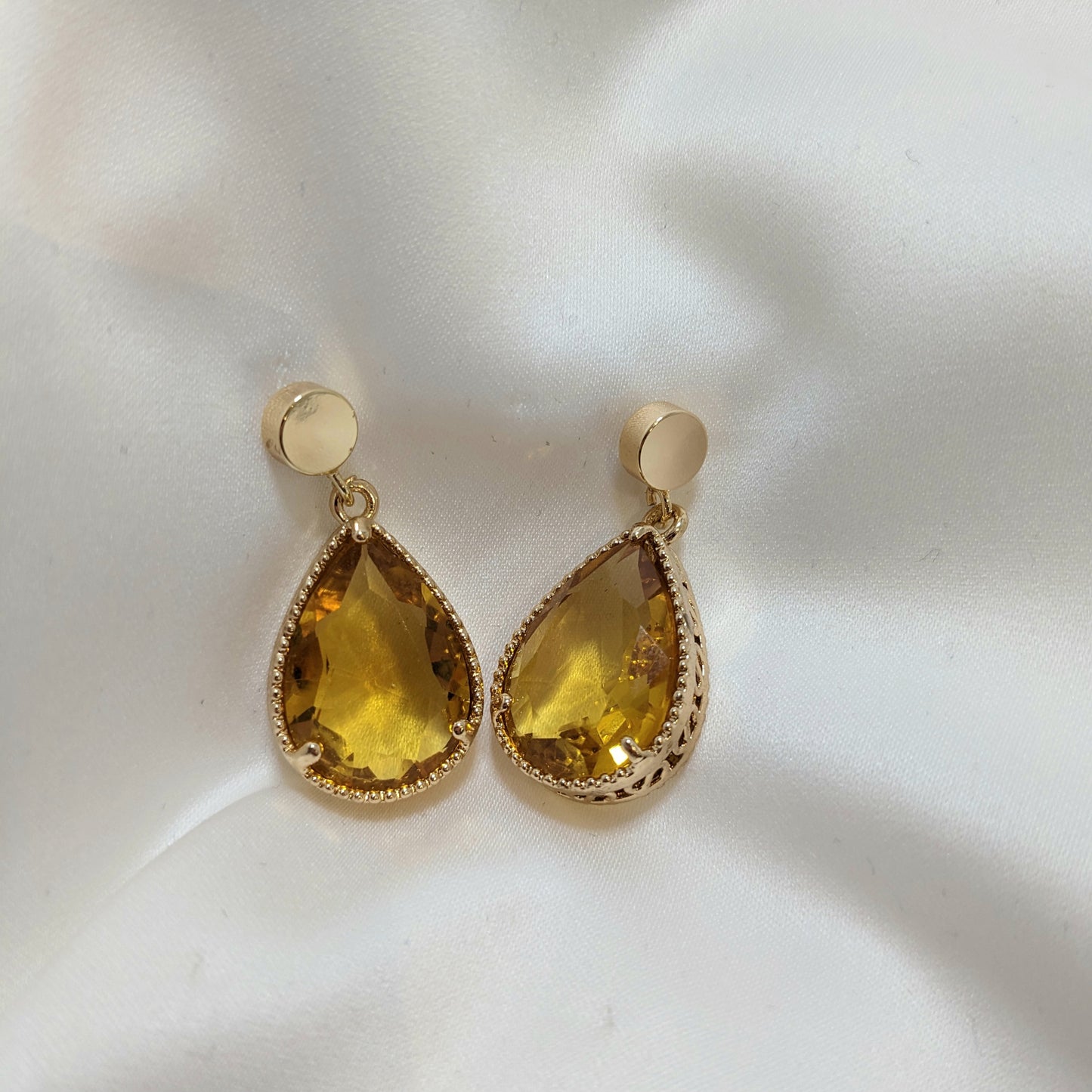 Large Teardrop Earrings - Amber
