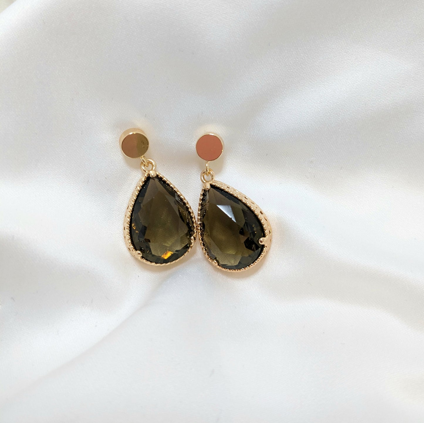 Large Teardrop Earrings - Olive