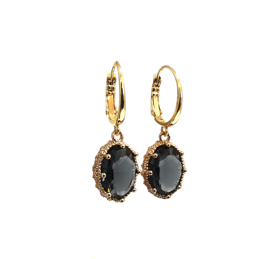Princess Crystal Earrings - Black