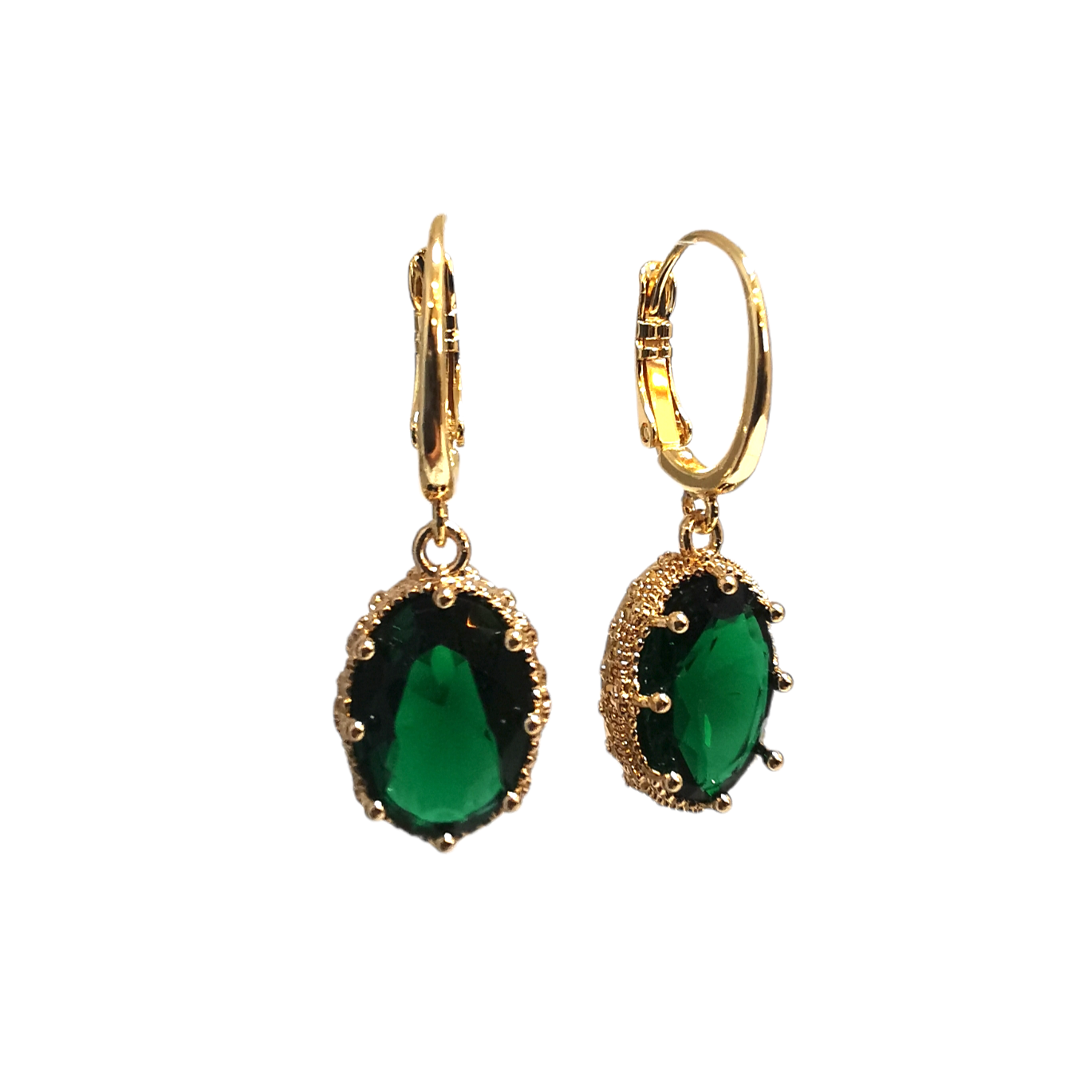 Princess Crystal Earrings - Emerald