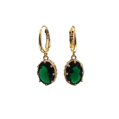 Princess Crystal Earrings - Emerald