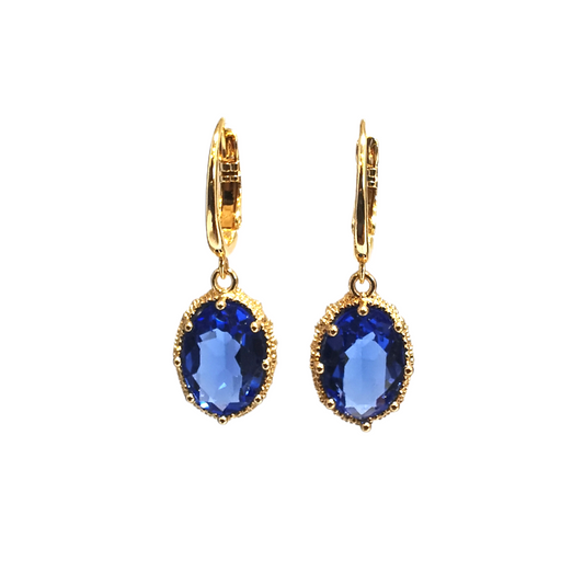 Princess Crystal Earrings - Sapphire