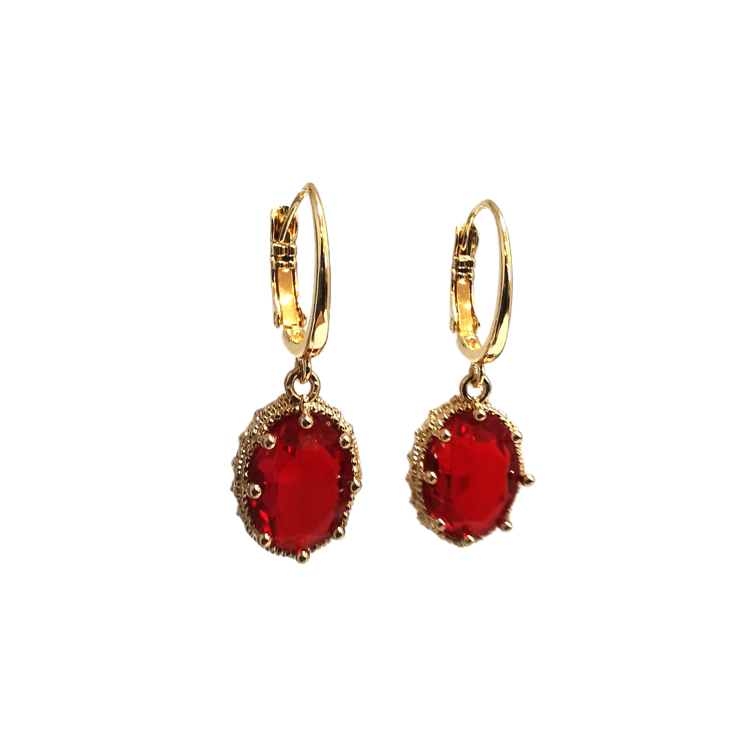 Princess Crystal Earrings - Ruby