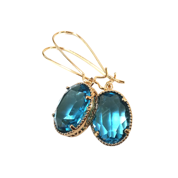 Queen Crystal Earrings - Aqua