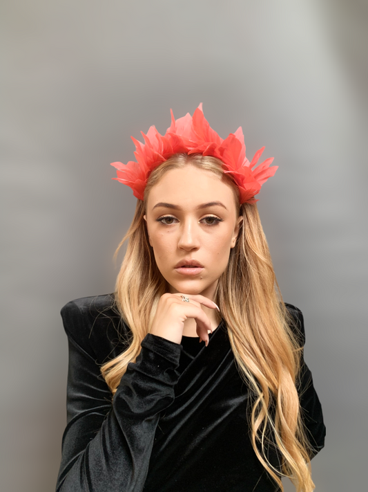 Lulu Feather Crown - Coral