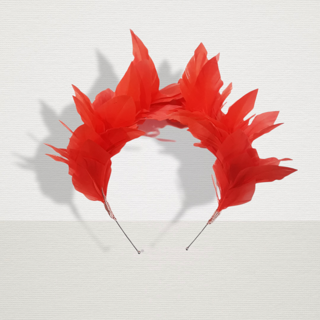 Lulu Feather Crown - Coral