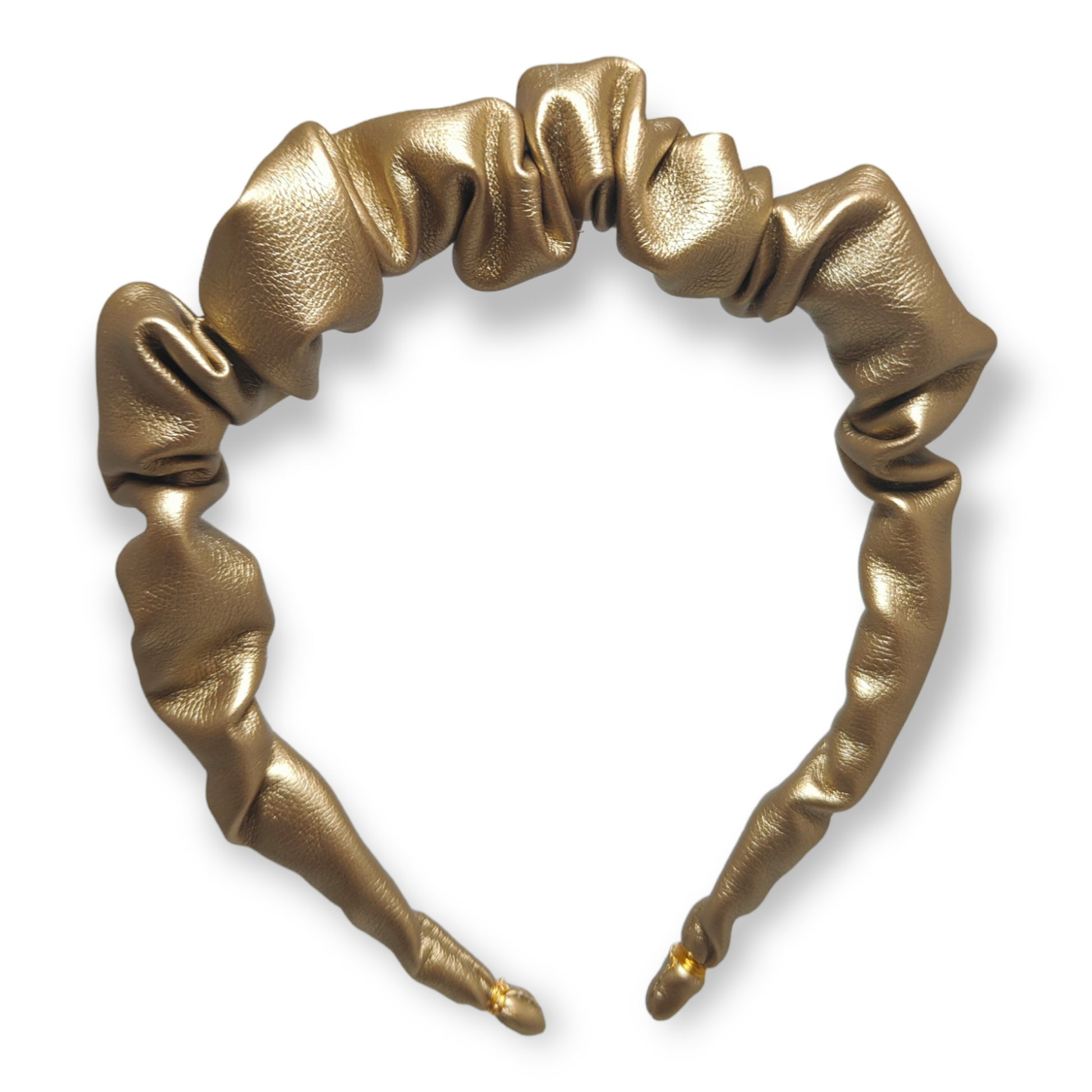 Petite Ruffle Headband - Gold Faux Leather - ☘ IRISH DESIGN by KYNA MAREE-KYNA MAREE-#STASH