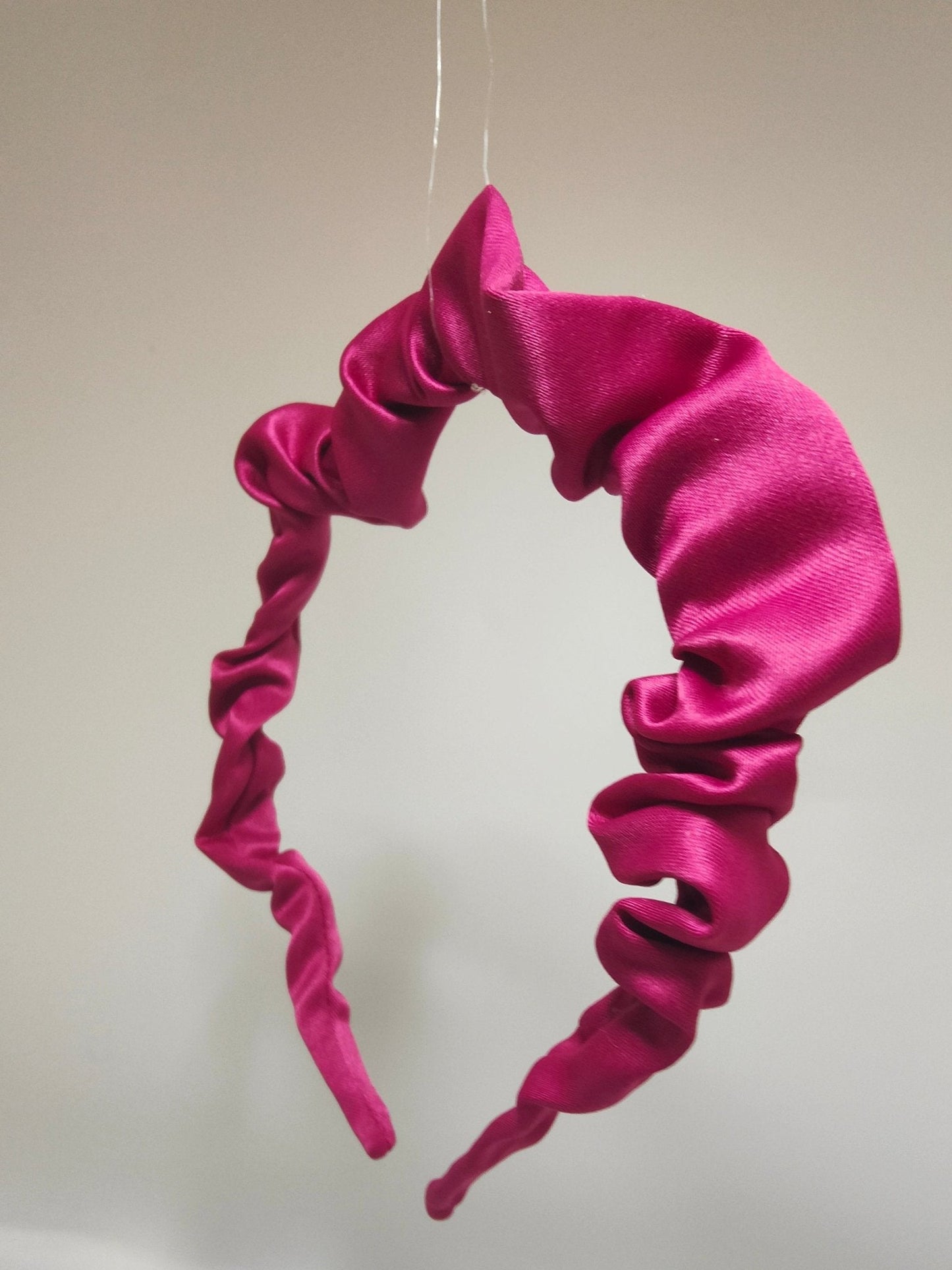 Petite Ruffle Headband - Raspberry Satin - ☘ IRISH DESIGN by KYNA MAREE-KYNA MAREE-#STASH