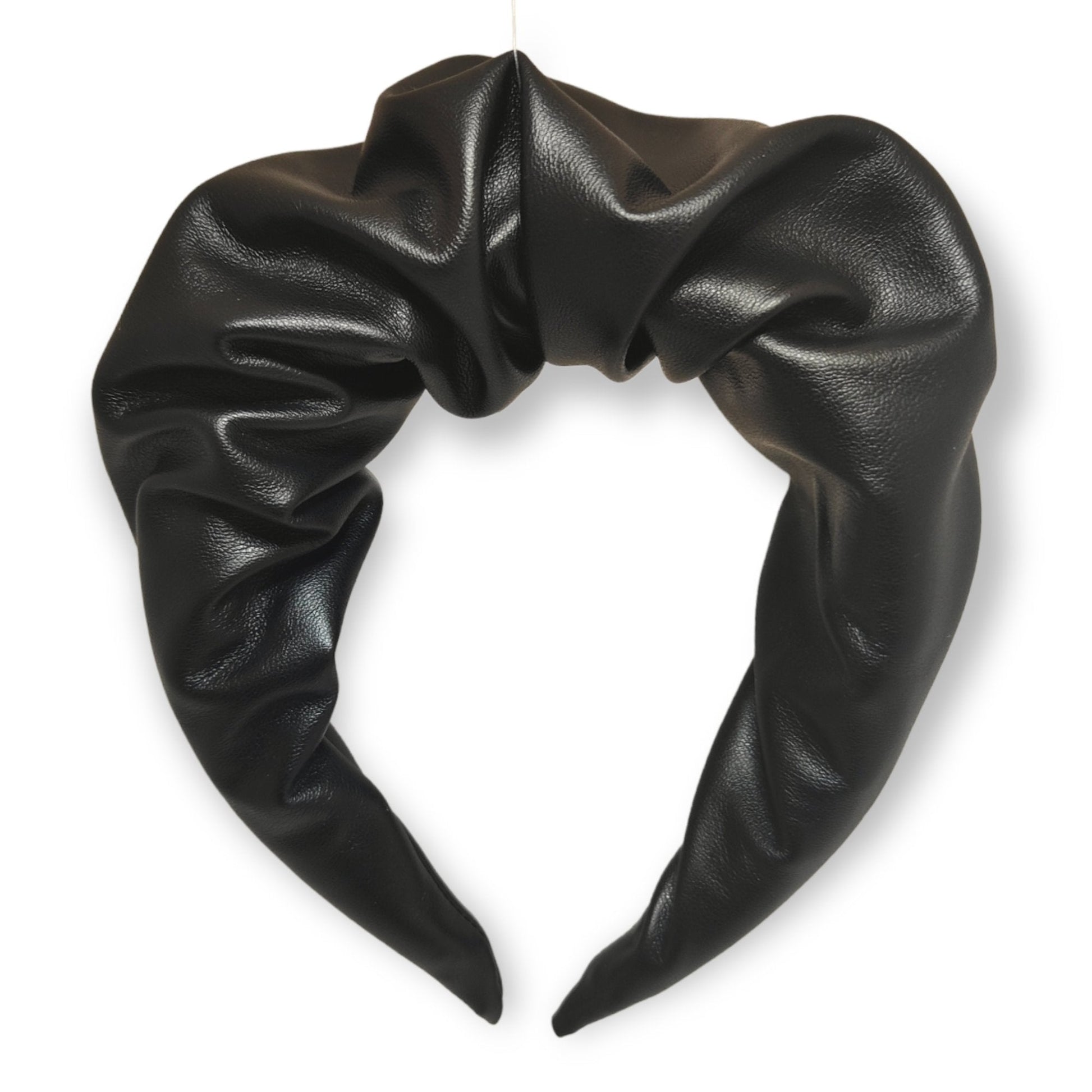 Statement Ruffle Headband - Faux Leather Black-KYNA MAREE-#STASH