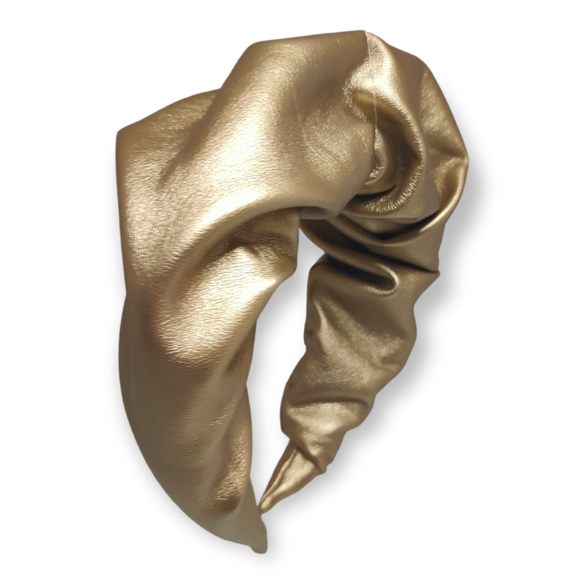 Statement Ruffle Headband - Faux Leather Gold-KYNA MAREE-#STASH